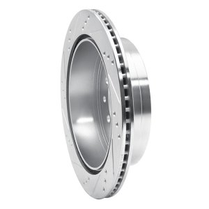 Lexus GX460 Brake Rotor (1) - Rear Right - R1 Concepts - Drilled & Slotted - Silver - `10-`24